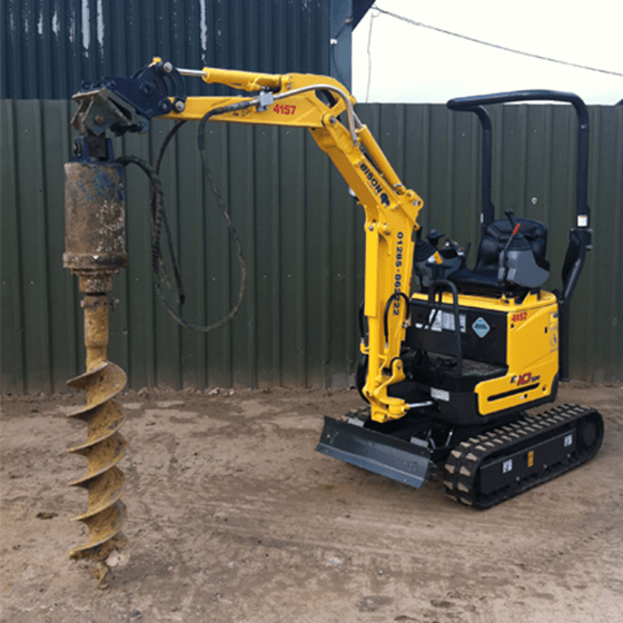 Hydraulic auger excavator fitment Attachments Bison Plant Hire Swindon Plant Hire